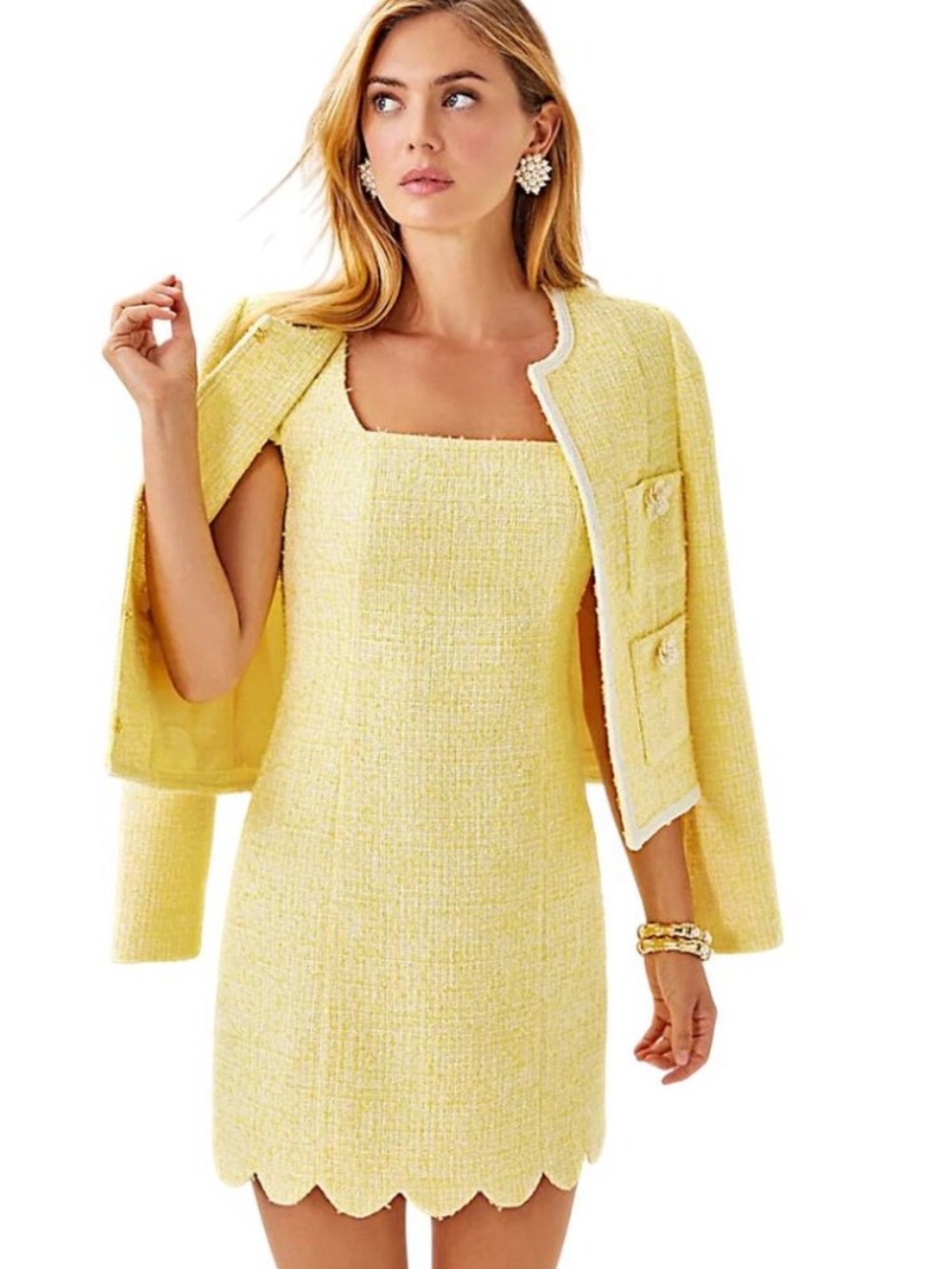 Lilly Pulitzer Yellow Maisley Boucle shift dress size 4 - Picture 3 of 9